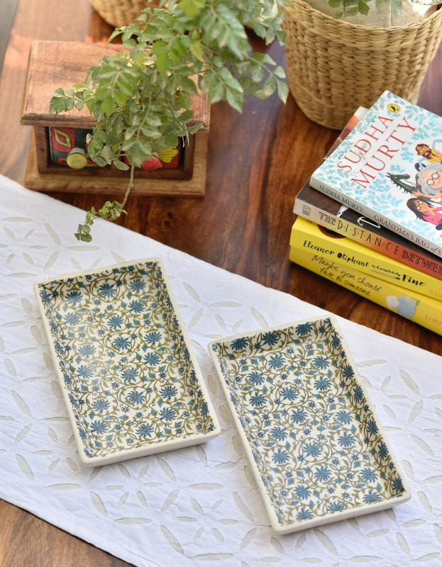 Handmade Ceramic Stoneware Platter (8*5inch) - Set Of 2